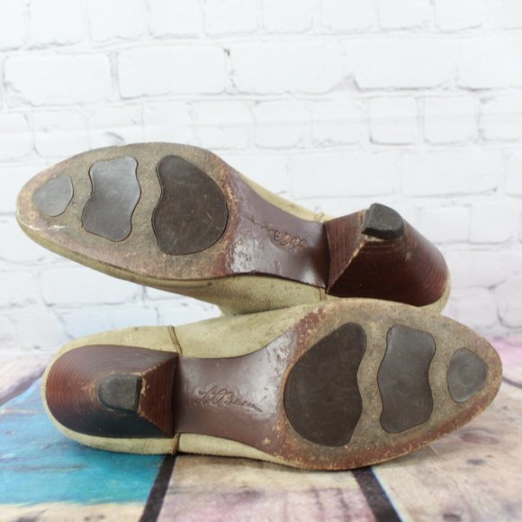 LL Bean Tan Suede Cone Heel Pull-on Mid Calf Boots Size 8.5 M - Picture 10 of 10